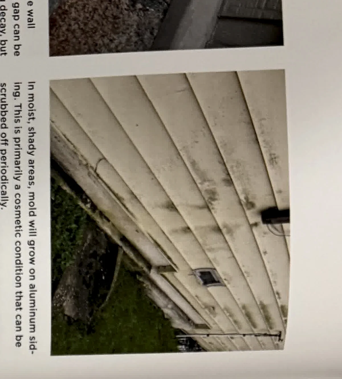 A cropped textbook photo of siding near grade or lower wall materials.