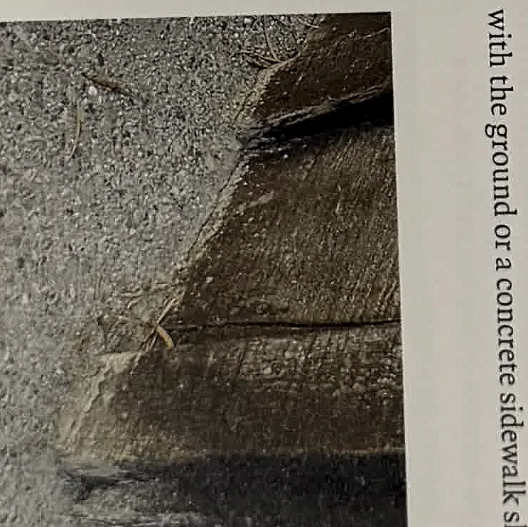 A cropped textbook close-up of a concrete crack.